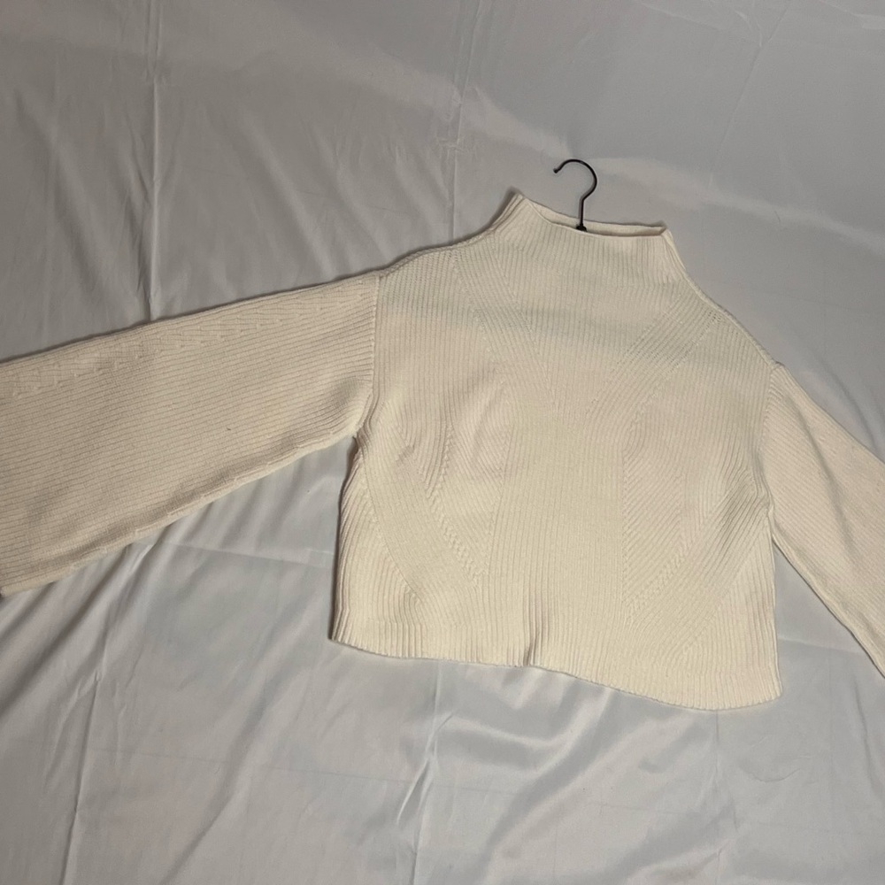 Maeve Cream Turtleneck Sweater with Knit Texture